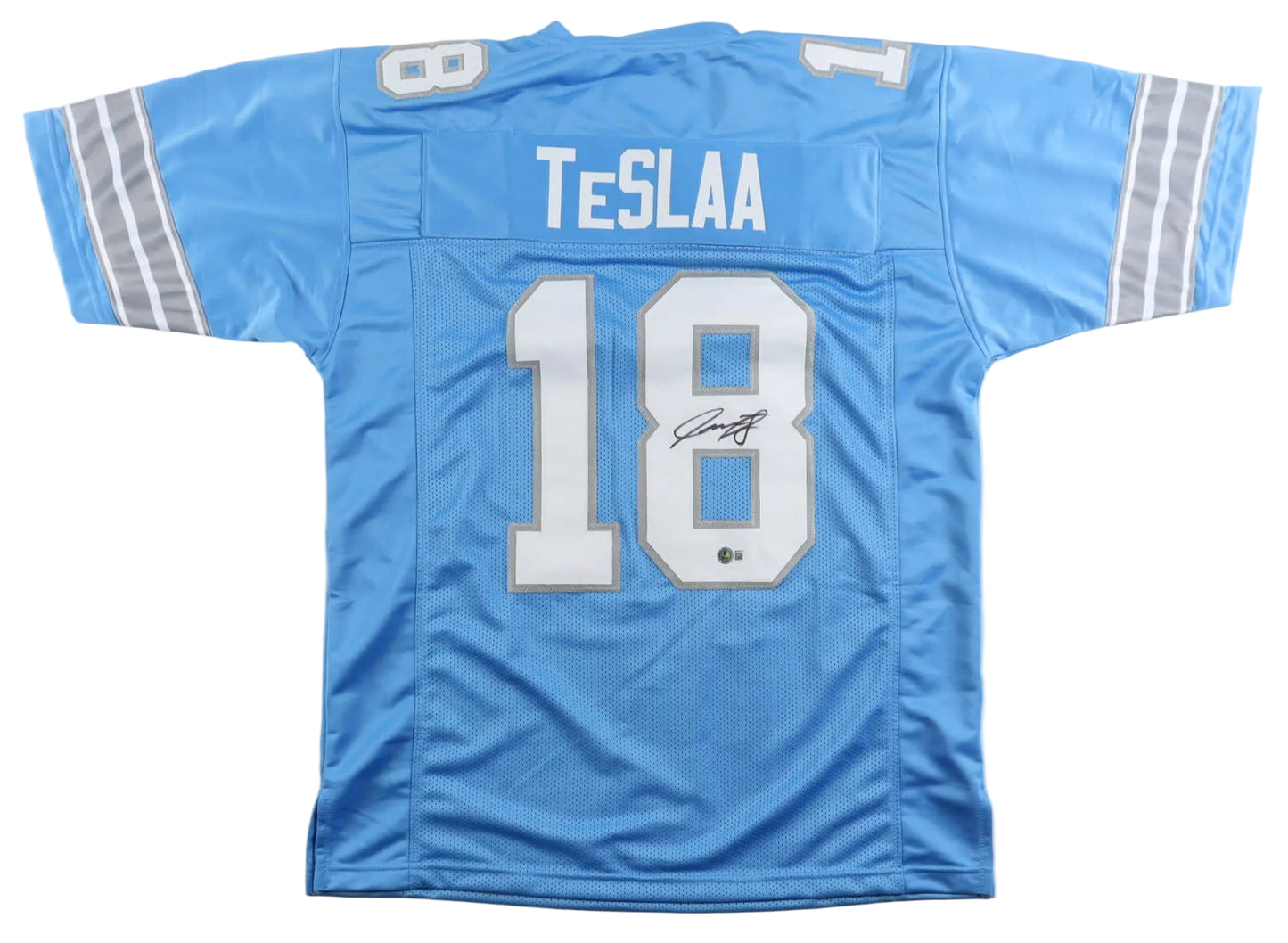 Isaac TeSlaa Autographed XL Custom Detroit Lions Jersey In Blue, With Beckett COA