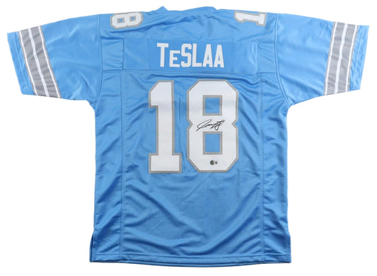 Isaac TeSlaa Autographed XL Custom Detroit Lions Jersey In Blue, With Beckett COA