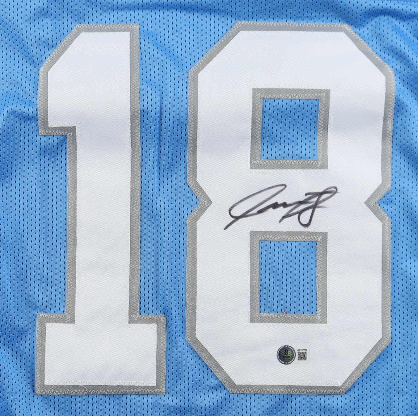 Isaac TeSlaa Autographed XL Custom Detroit Lions Jersey In Blue, With Beckett COA