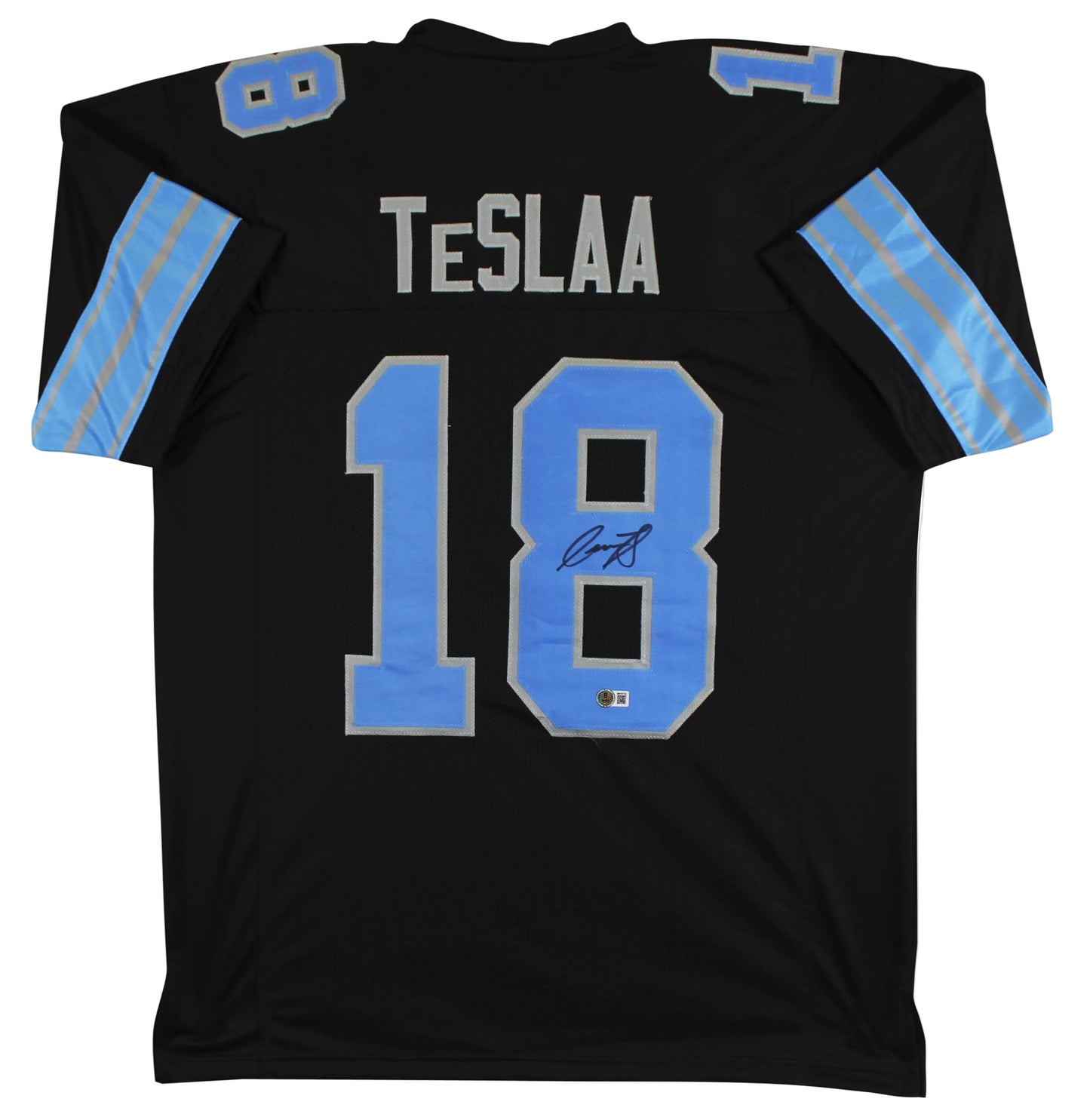 Isaac TeSlaa Autographed XL Custom Detroit Lions Jersey In Black, With Beckett COA