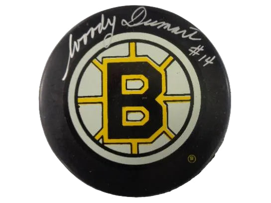 Woody Dumart Hand-Signed Boston Bruins Puck, With COA